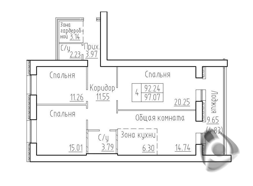 Краснообск, 3-й микрорайон, 11, 4-комнатная квартира