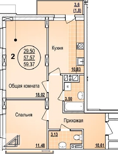 Писарева, 42с, 2-комнатная квартира